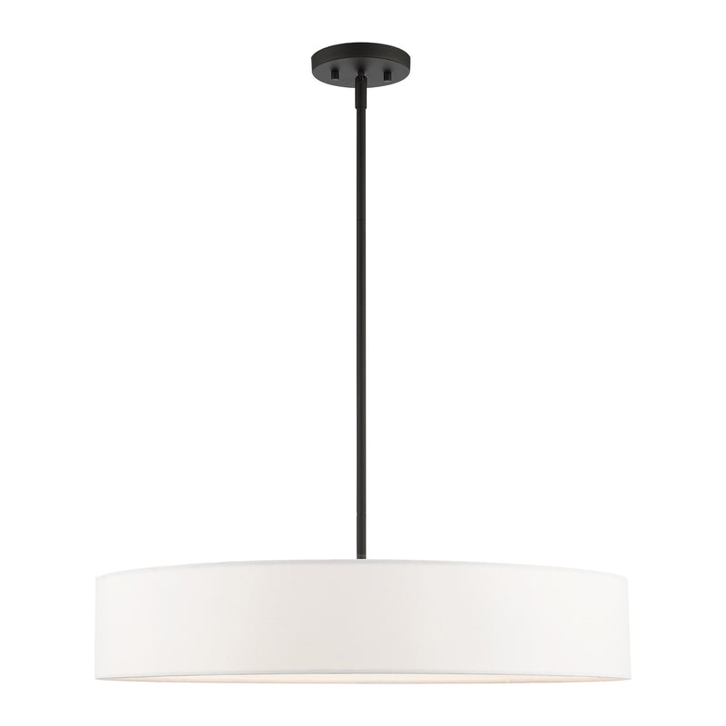 Venlo 5-Light Large Drum Pendant in Black with Brushed Nickel Accents