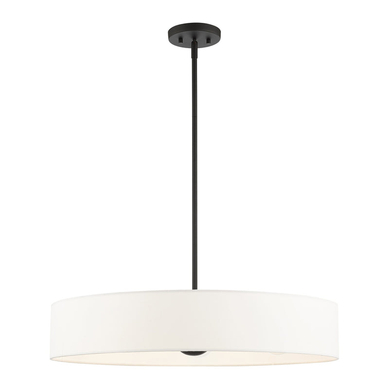 Venlo 5-Light Large Drum Pendant in Black with Brushed Nickel Accents