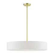 Venlo 5-Light Large Drum Pendant in Satin Brass with Shiny White Accents