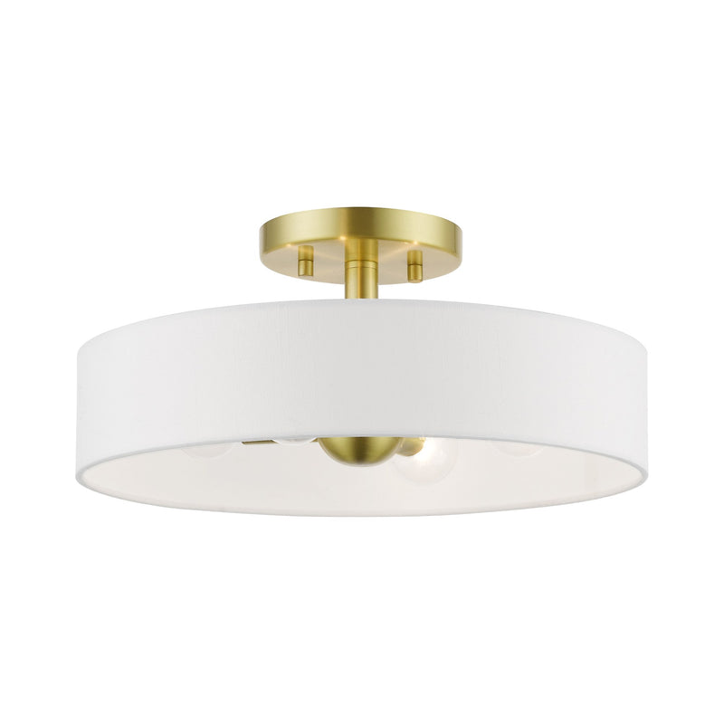 Venlo 4-Light Semi-Flush Mount in Satin Brass with Shiny White Accents