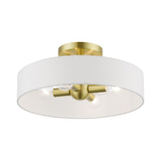 Venlo 4-Light Semi-Flush Mount in Satin Brass with Shiny White Accents