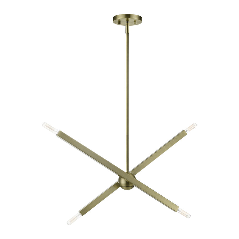 Monaco 4-Light Linear Chandelier in Antique Brass