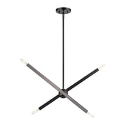 Monaco 4-Light Linear Chandelier in Black Chrome
