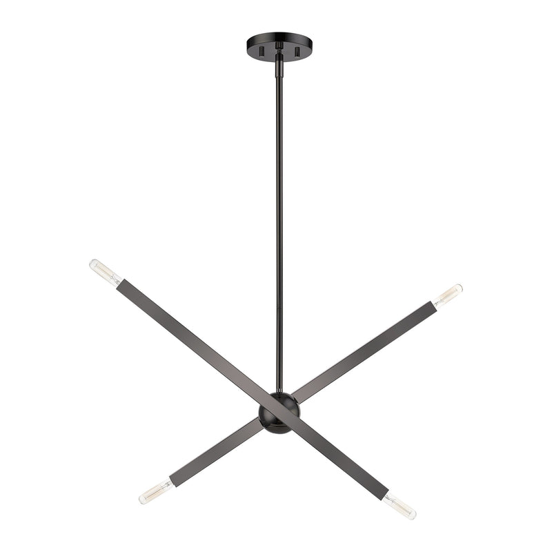 Monaco 4-Light Linear Chandelier in Black Chrome