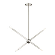 Monaco 4-Light Linear Chandelier in Brushed Nickel with Black Chrome Finish Accents