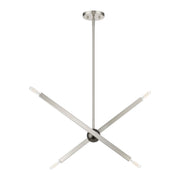 Monaco 4-Light Linear Chandelier in Brushed Nickel with Black Chrome Finish Accents