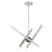Monaco 6-Light Chandelier in Brushed Nickel with Black Chrome Accents