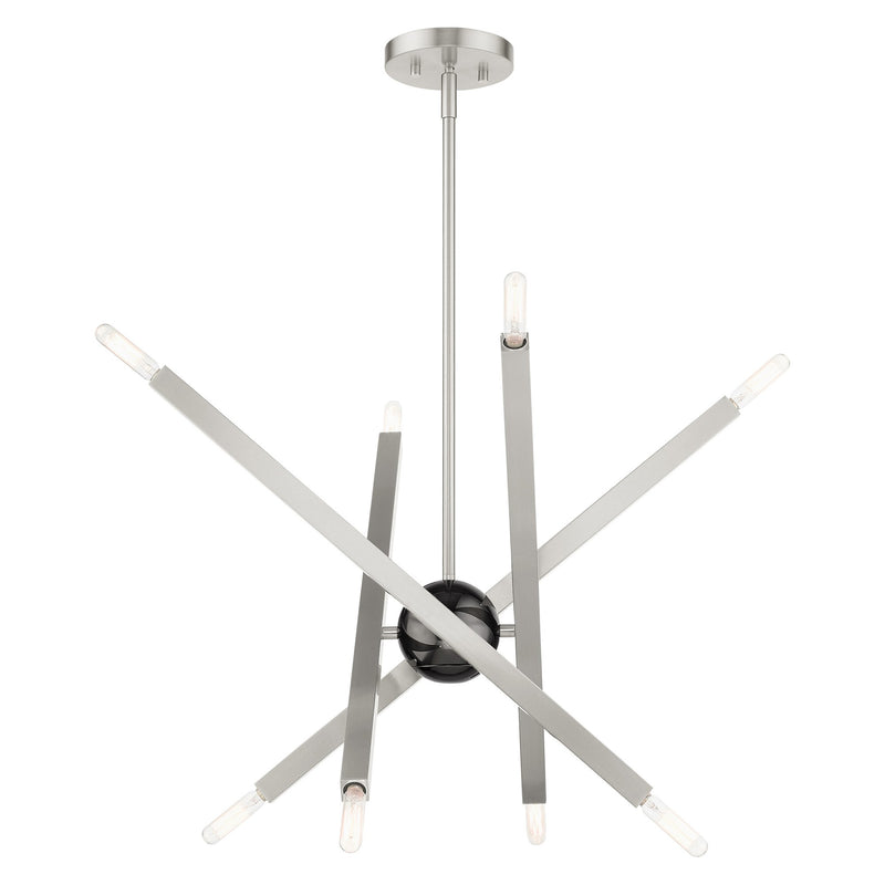 Monaco 8-Light 26" Chandelier in Brushed Nickel with Black Chrome Accents