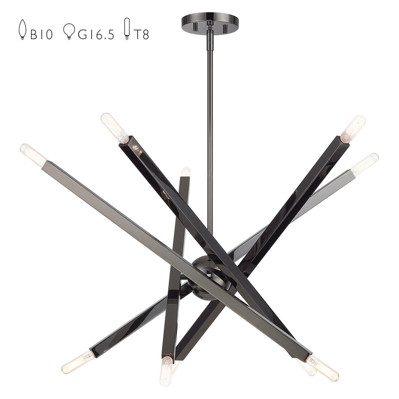 Monaco 10-Light Chandelier in Black Chrome