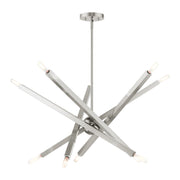 Monaco 10-Light Chandelier in Brushed Nickel with Black Chrome Accents