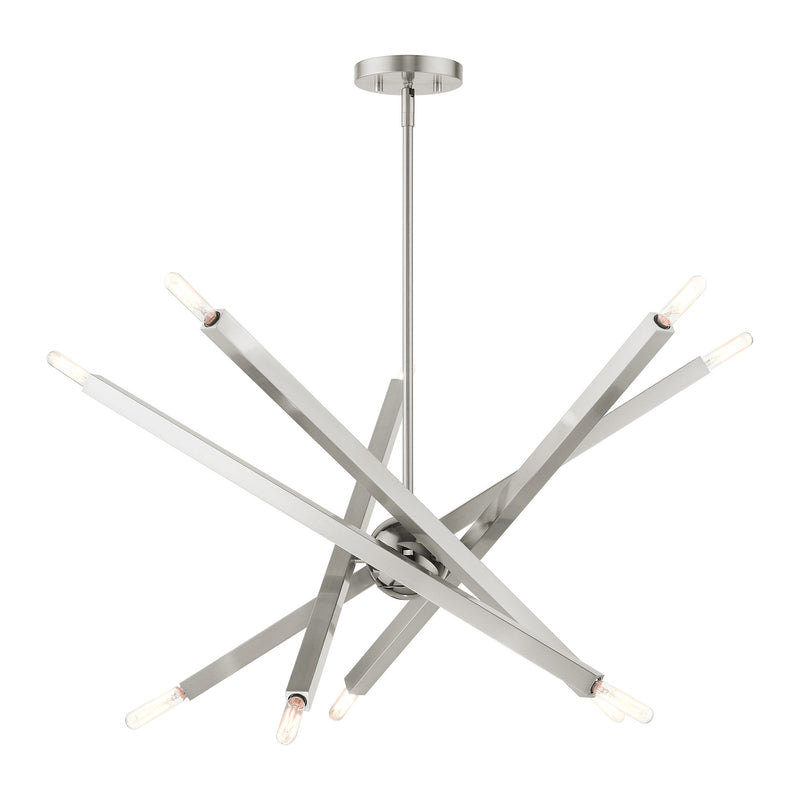 Monaco 10-Light Chandelier in Brushed Nickel with Black Chrome Accents