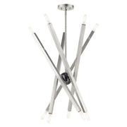 Monaco 10-Light Chandelier in Brushed Nickel with Black Chrome Accents
