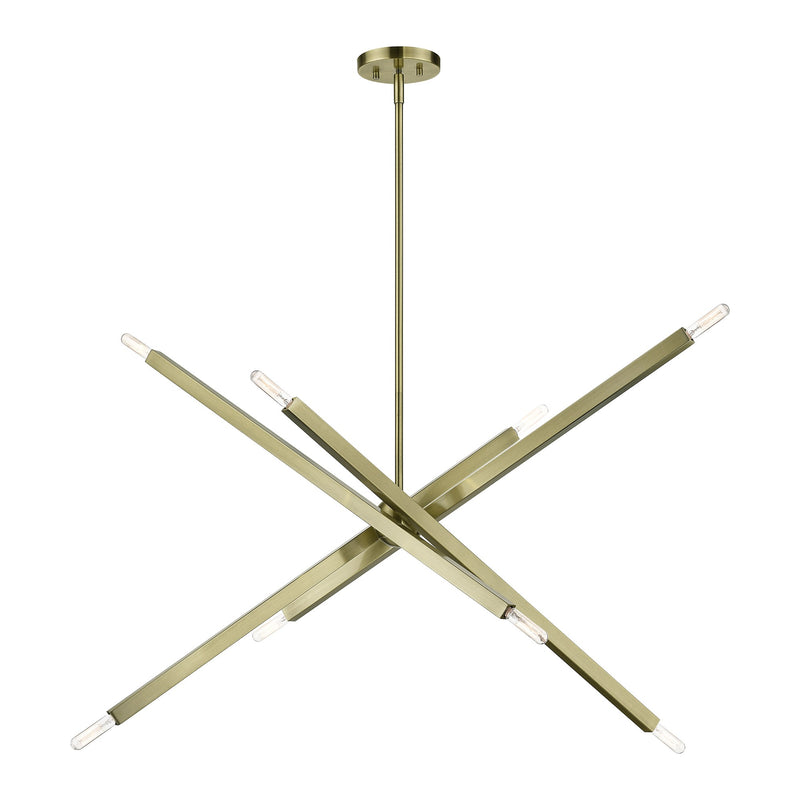 Monaco 8-Light Large Linear Chandelier in Antique Brass
