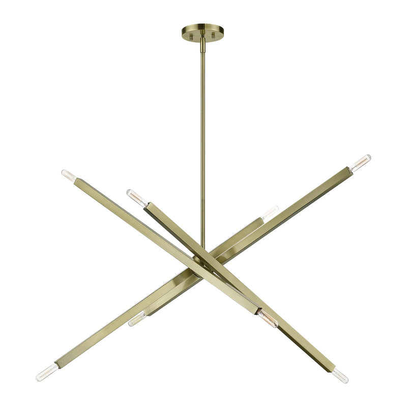 Monaco 8-Light Large Linear Chandelier in Antique Brass