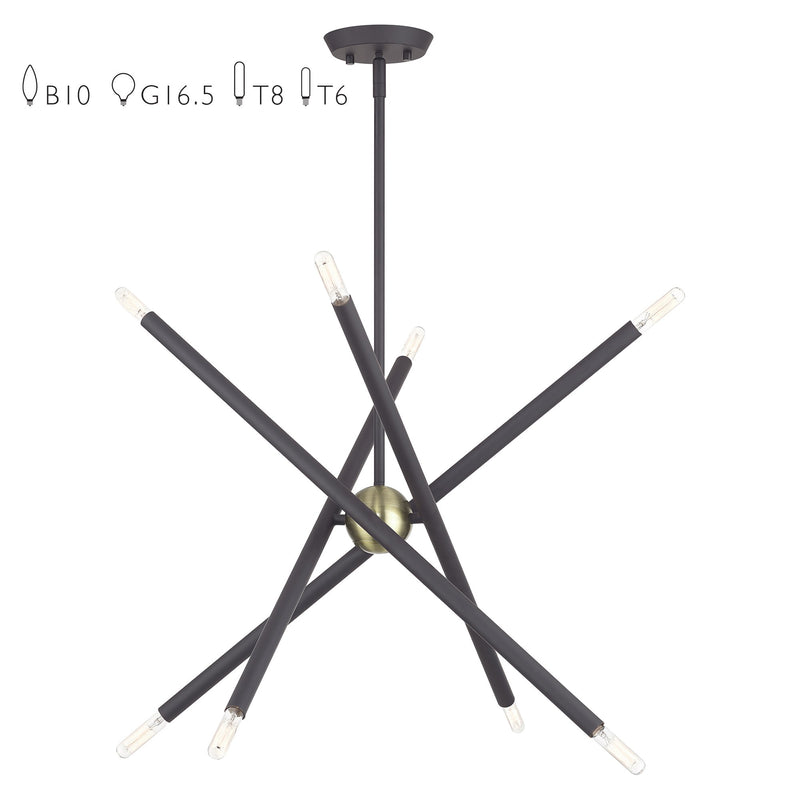 Soho 8-Light 24" Chandelier in Bronze with Antique Brass Accents