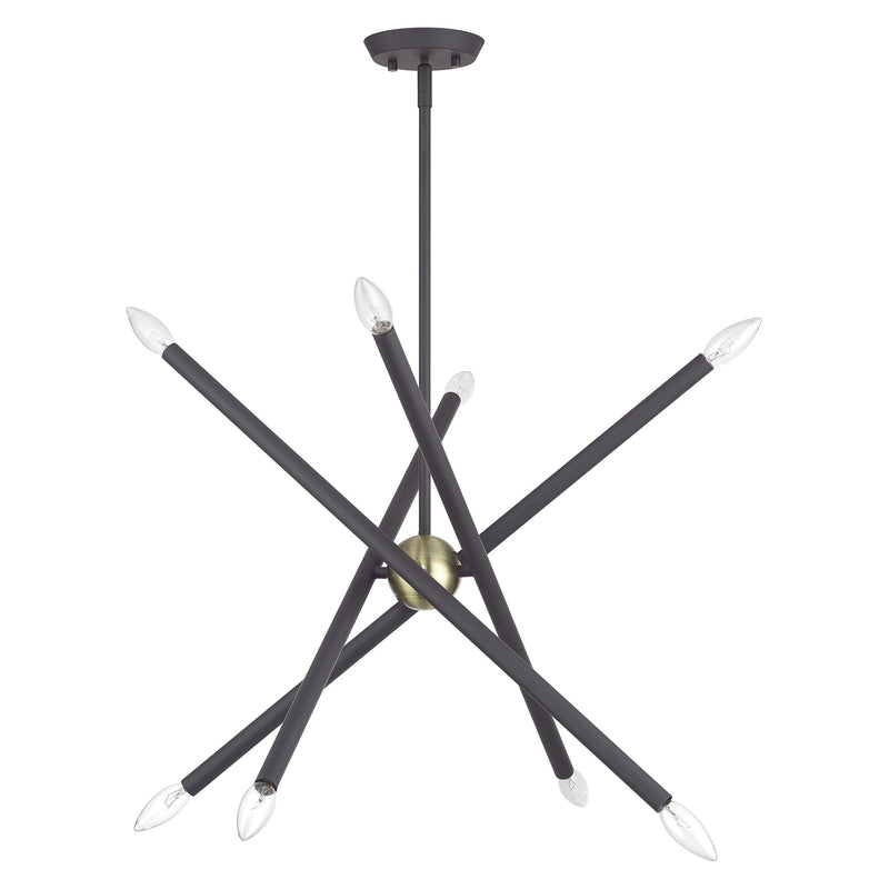 Soho 8-Light 24" Chandelier in Bronze with Antique Brass Accents