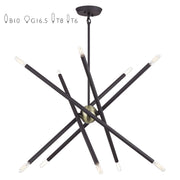 Soho 10-Light Chandelier in Bronze with Antique Brass Accents
