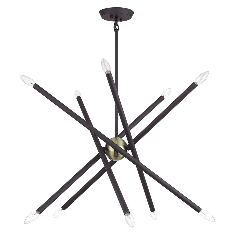 Soho 10-Light Chandelier in Bronze with Antique Brass Accents