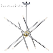 Soho 10-Light Chandelier in Polished Chrome with Polished Brass Accents