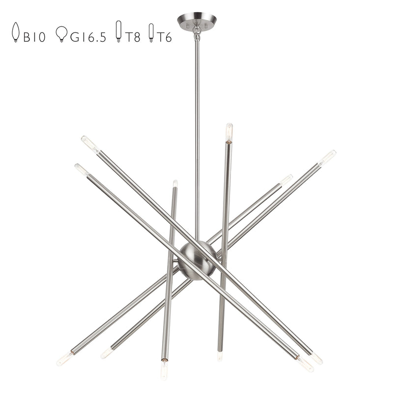 Soho 12-Light Large Chandelier in Brushed Nickel