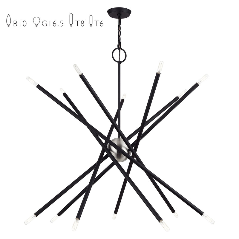 Soho 14-Light Extra Large Foyer Chandelier in Black