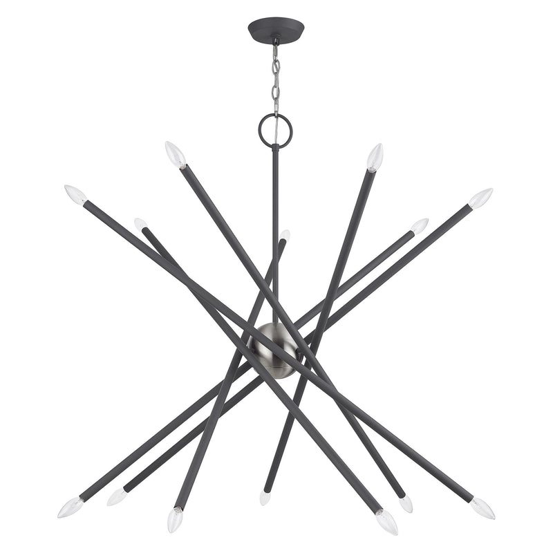 Soho 14-Light Extra Large Foyer Chandelier in Scandinavian Gray with Brushed Nickel Accents