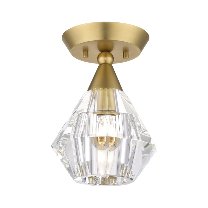 Brussels Crystal Semi-Flush Mount in Natural Brass