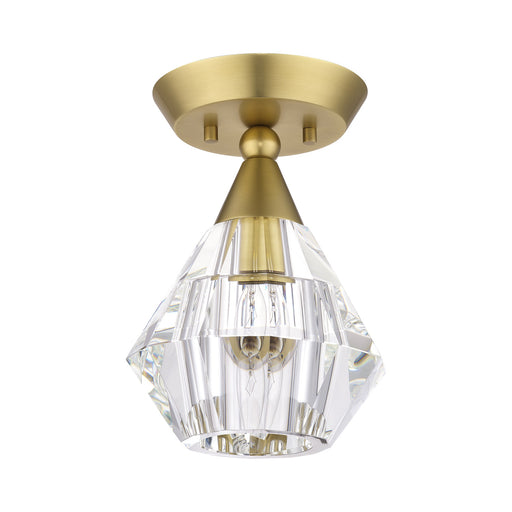 Brussels Crystal Semi-Flush Mount in Natural Brass