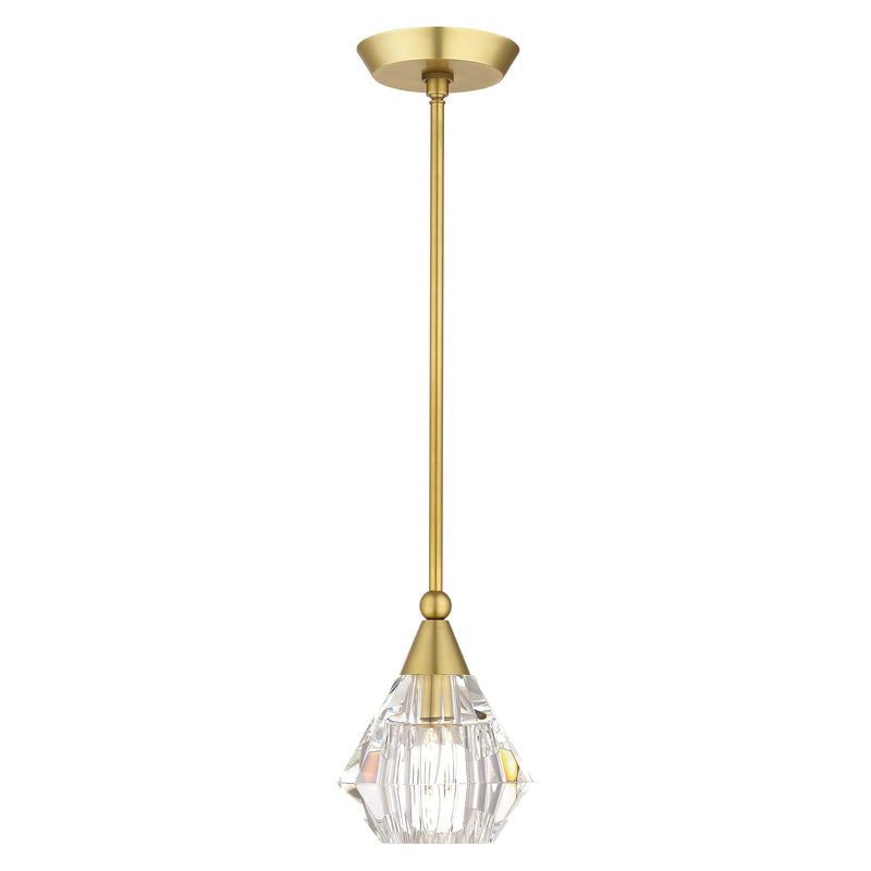 Brussels Crystal Mini Pendant in Natural Brass