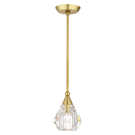 Brussels Crystal Mini Pendant in Natural Brass