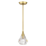 Brussels Crystal Mini Pendant in Natural Brass