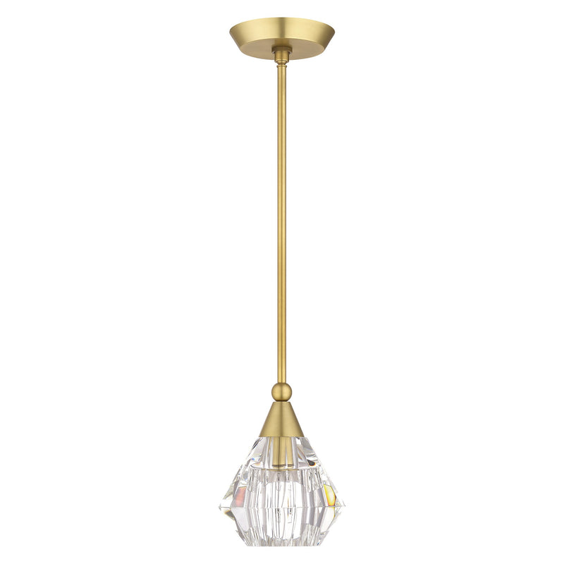 Brussels Crystal Mini Pendant in Natural Brass
