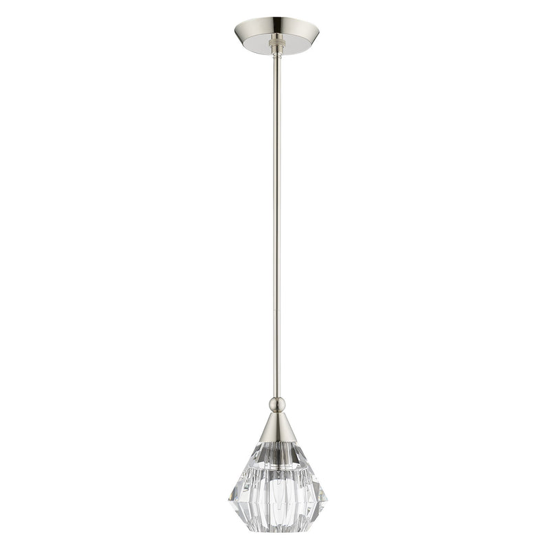 Brussels Crystal Mini Pendant in Polished Nickel