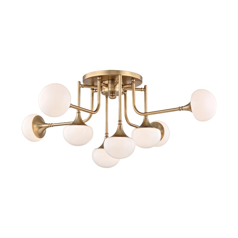 Fleming 8-Light Semi-Flush Mount in Aged Brass