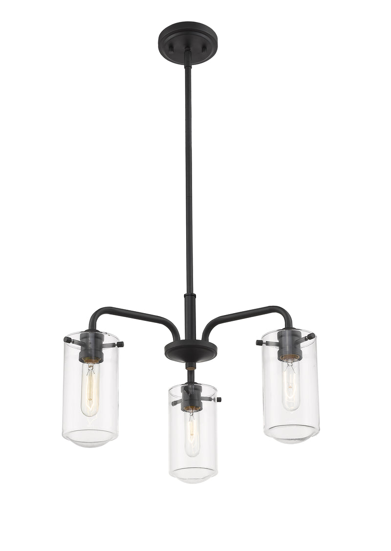Delaney 3 Light 20" Chandelier in Matte Black