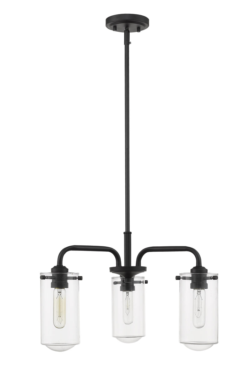 Delaney 3 Light 20" Chandelier in Matte Black