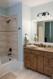 Delaney 3 Light 22" Vanity in Matte Black in a room setting