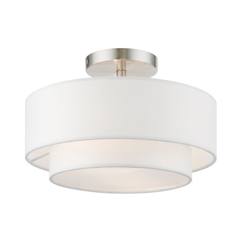 Meridian 2-Light 12" Semi-Flush Mount in Brushed Nickel
