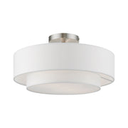 Meridian 2-Light 15" Semi-Flush Mount in Brushed Nickel