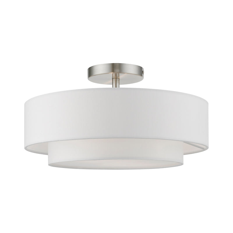 Meridian 2-Light 15" Semi-Flush Mount in Brushed Nickel