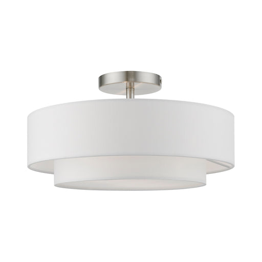 Meridian 2-Light 15" Semi-Flush Mount in Brushed Nickel