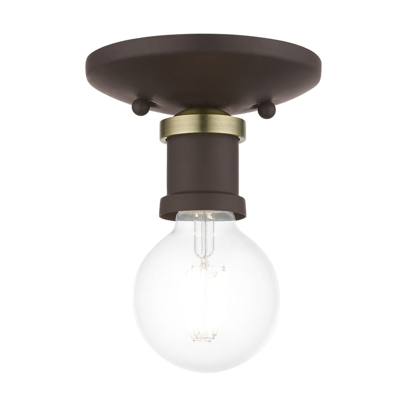 Lansdale Flush Mount in Bronze with Antique Brass Accents
