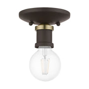 Lansdale Flush Mount in Bronze with Antique Brass Accents