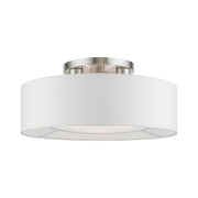 Gilmore 3-Light Semi-Flush Mount in Brushed Nickel with Shiny White Accents