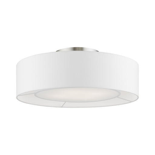 Gilmore 4-Light Semi-Flush Mount in Brushed Nickel with Shiny White Accents