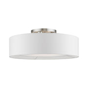 Gilmore 4-Light Semi-Flush Mount in Brushed Nickel with Shiny White Accents