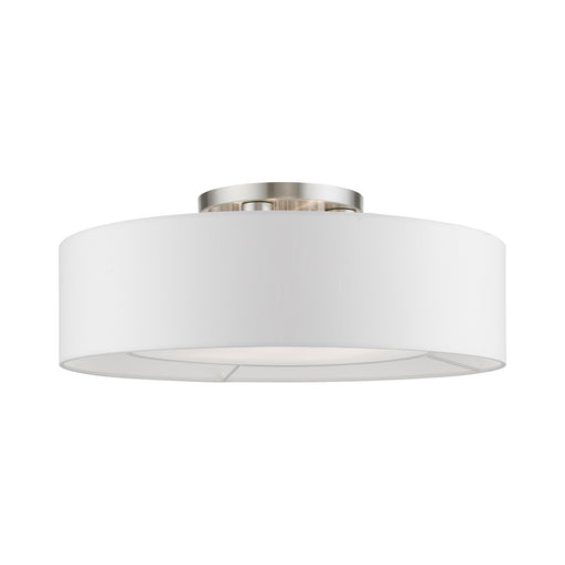 Gilmore 4-Light Semi-Flush Mount in Brushed Nickel with Shiny White Accents