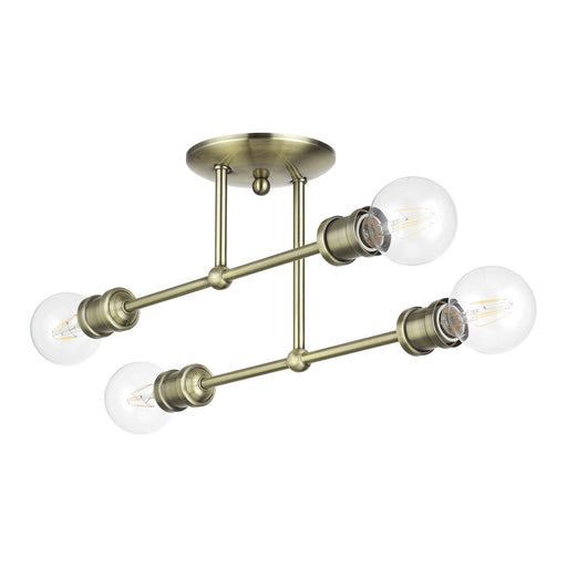 Delacroix 4-Light Semi-Flush Mount in Antique Brass