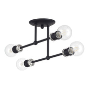 Delacroix 4-Light Semi-Flush Mount in Black with Brushed Nickel Accents