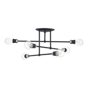Delacroix 6-Light Semi-Flush Mount in Black with Brushed Nickel Accents